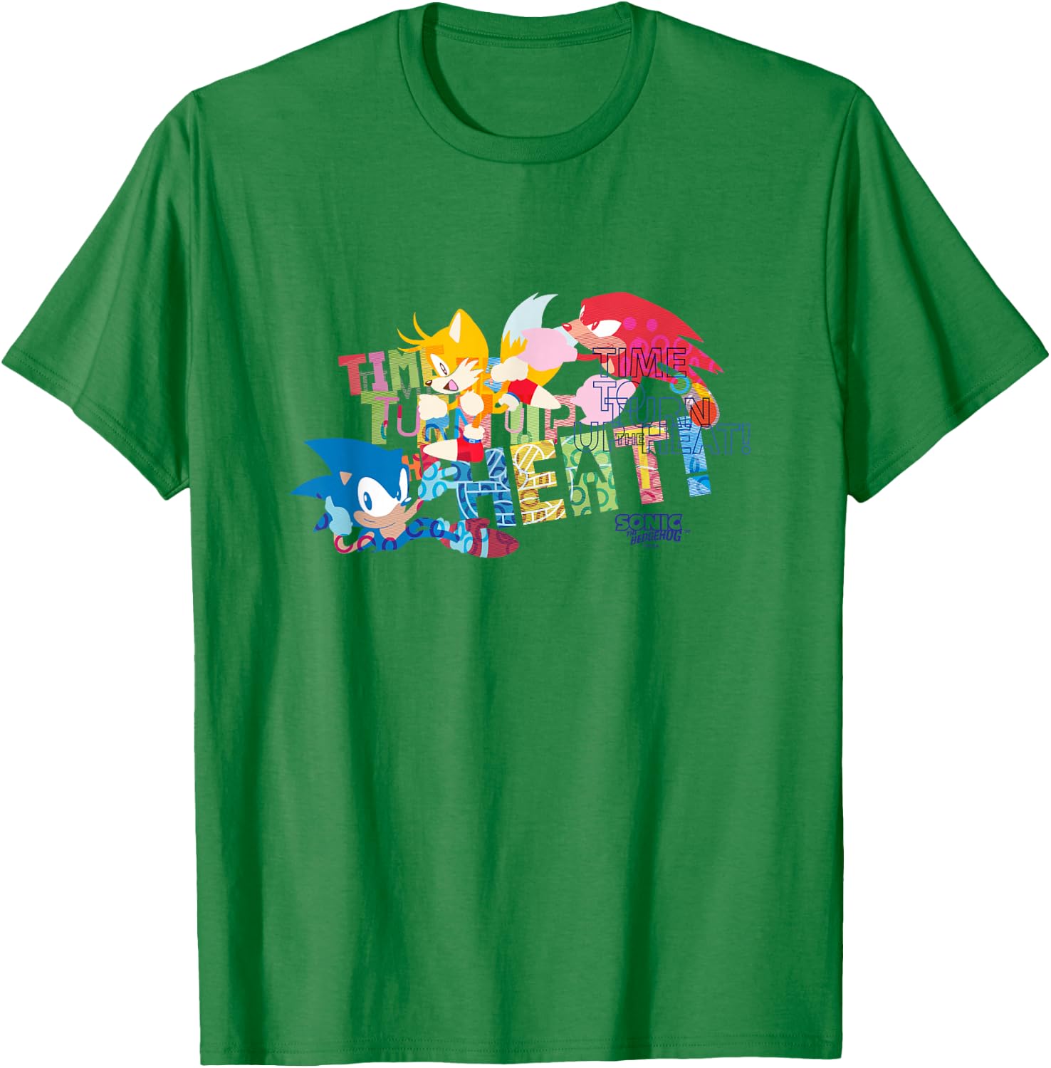 Sonic The Hedgehog Time to Turn Up The Heat Retro Shot T-Shirt - T-Shirt | Irish Green