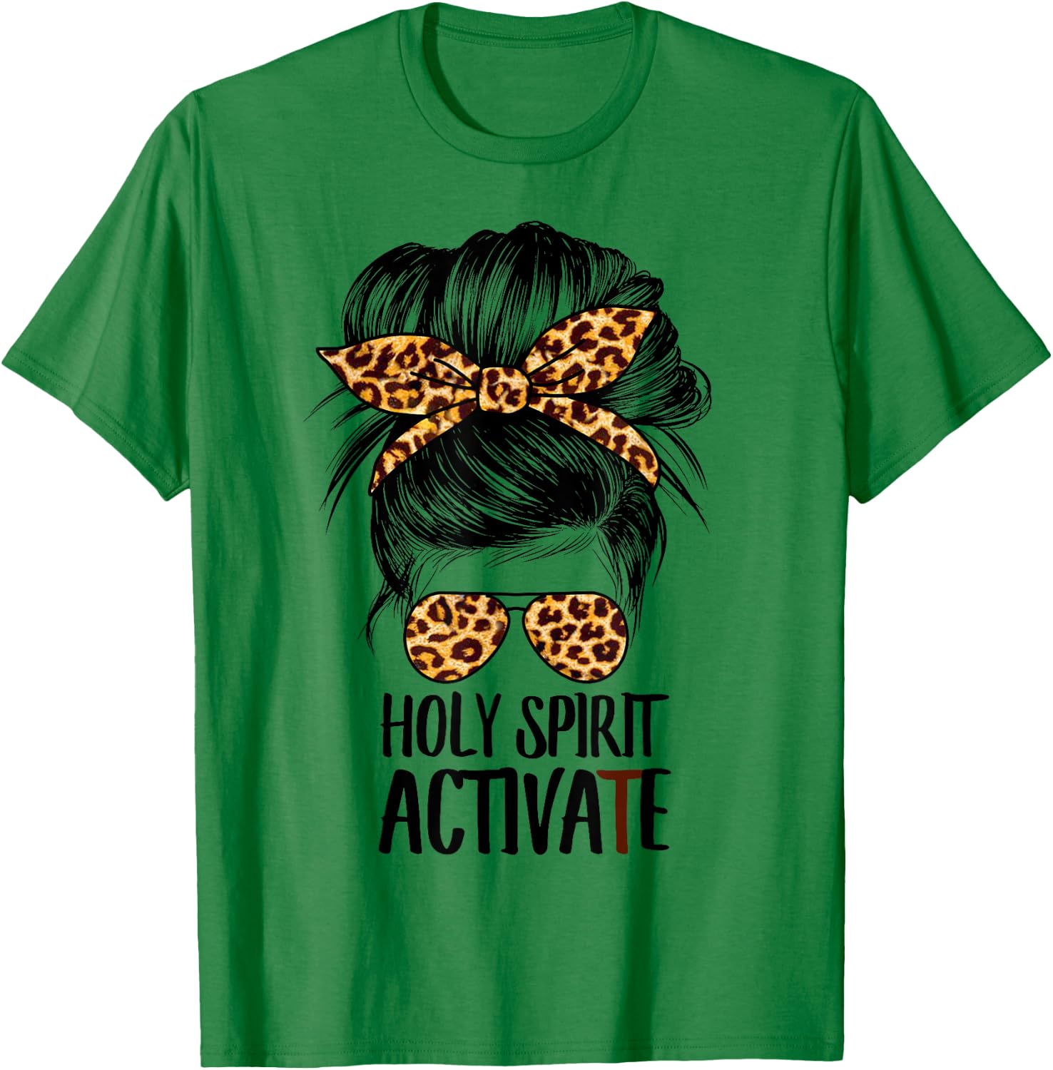 Trendy Religious Holy Spirit Cool Mom Life Leopard Print T-Shirt - T-Shirt | Irish Green