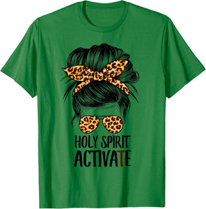 Trendy Religious Holy Spirit Cool Mom Life Leopard Print T-Shirt - T-Shirt | Irish Green