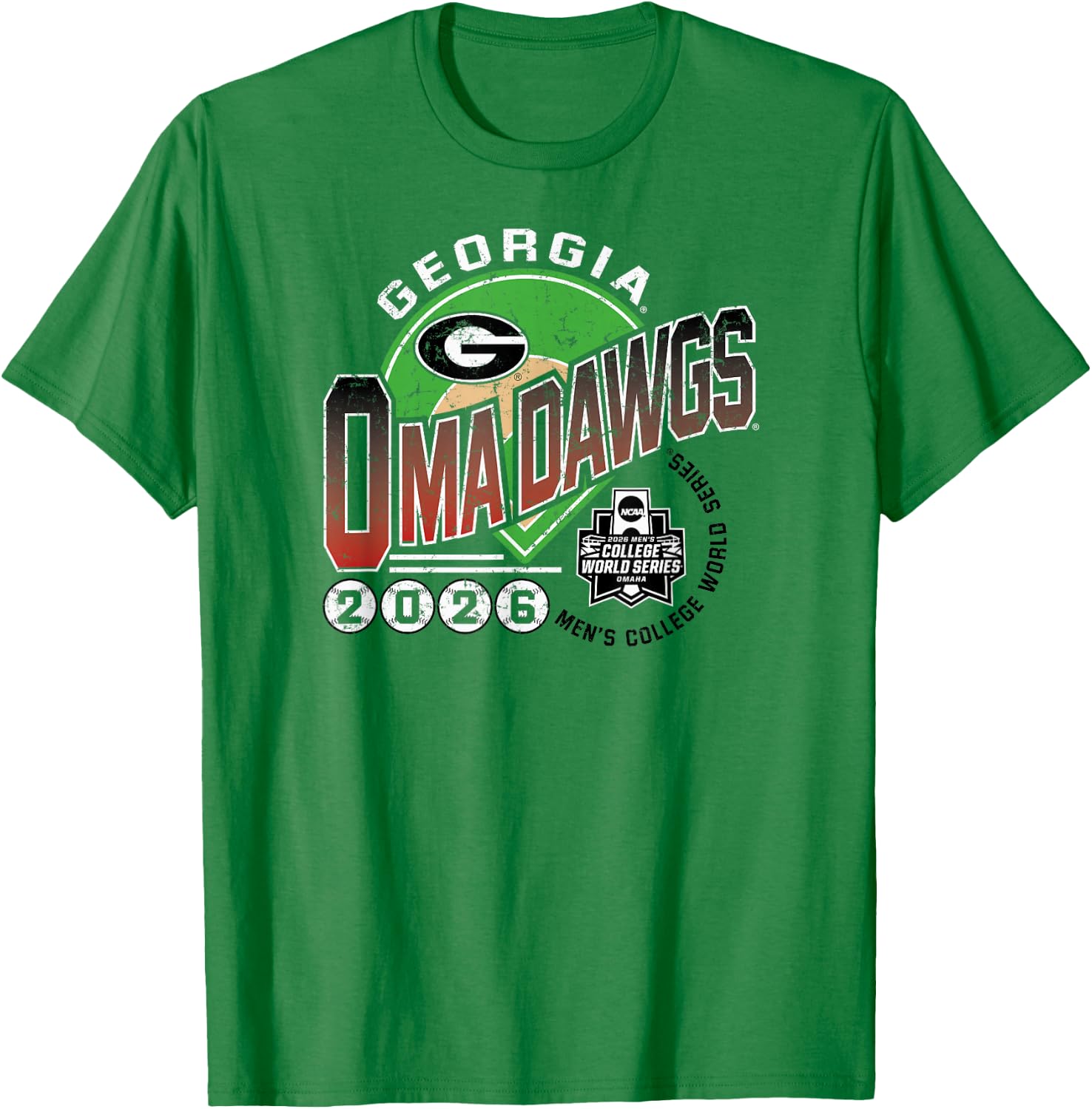 Georgia Bulldogs College World Series 2026 Baseball Omadawgs T-Shirt - T-Shirt | Irish Green