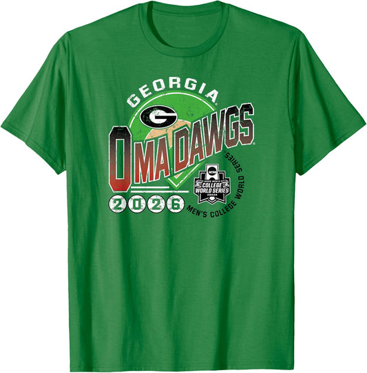 Georgia Bulldogs College World Series 2026 Baseball Omadawgs T-Shirt - T-Shirt | Irish Green