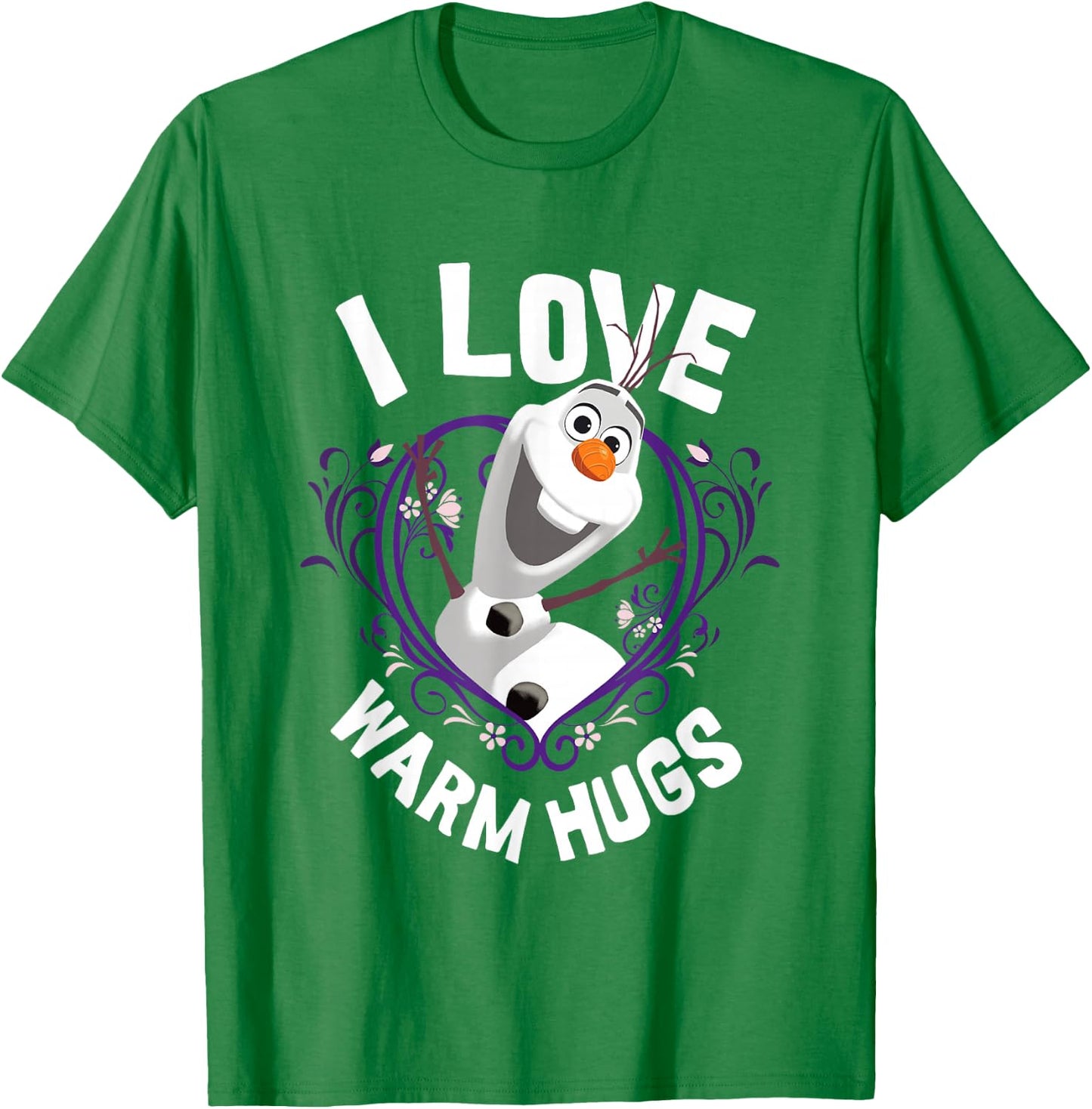 Disney Frozen I Love Warm Hugs Olaf Portrait T-Shirt - T-Shirt | Irish Green