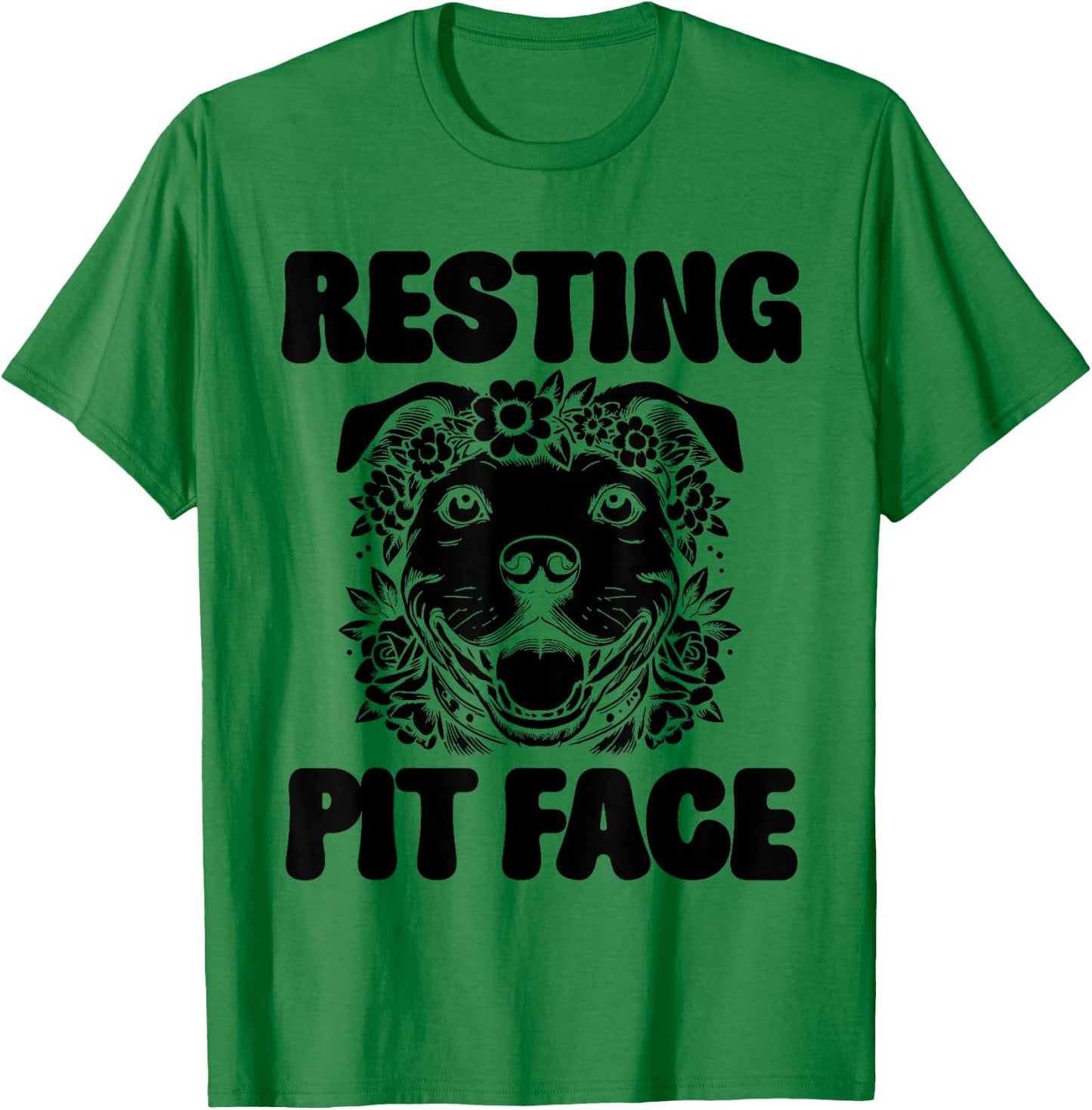 Resting Pit Face Pitbull Dog Design T-Shirt - T-Shirt | Irish Green
