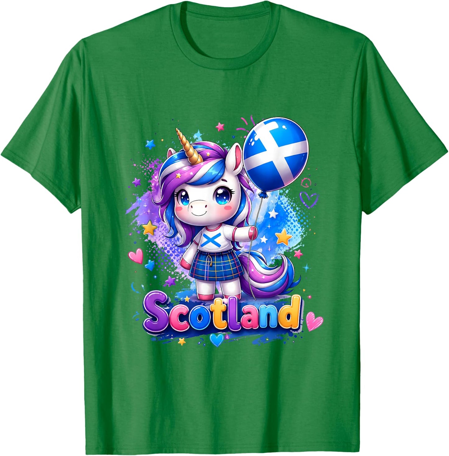 Cute Scotland Unicorn Shirt Scottish Flag Kawaii T-Shirt - T-Shirt | Irish Green