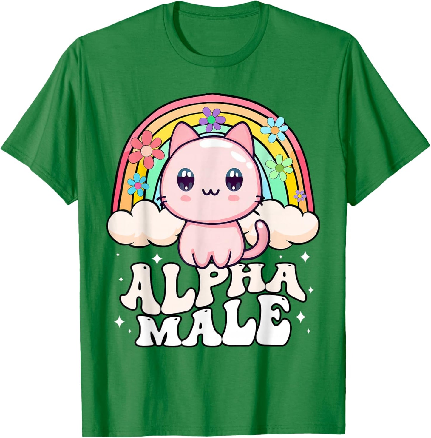 Alpha Männliche Katze Kätzchen Regenbogen T-Shirt - T-Shirt | Irish Green