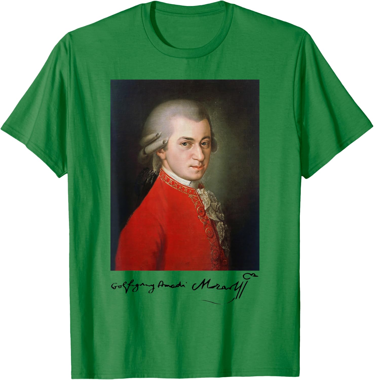 Wolfgang Amadeus Mozart Komponist Signatur Klassische Musik T-Shirt - T-Shirt | Irish Green