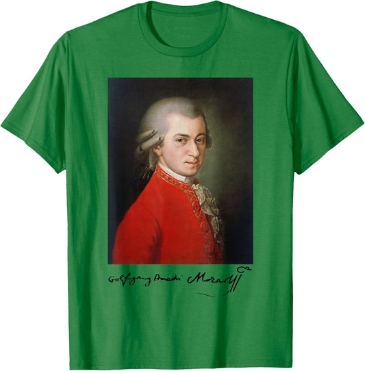 Wolfgang Amadeus Mozart Komponist Signatur Klassische Musik T-Shirt - T-Shirt | Irish Green