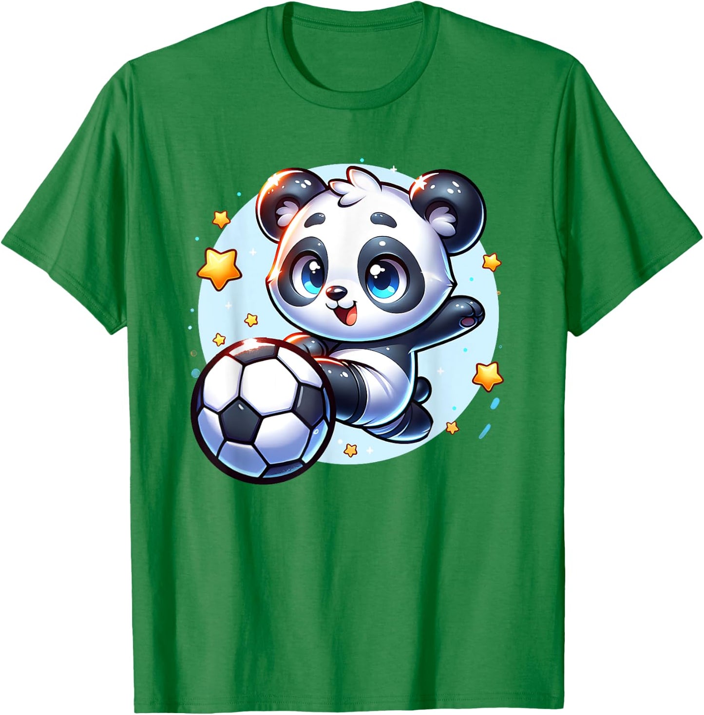 Panda Soccer Player Kicking Soccer Ball Cute Girls Graphic T-Shirt - T-Shirt | Irish Green