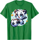 Panda Soccer Player Kicking Soccer Ball Cute Girls Graphic T-Shirt - T-Shirt | Irish Green