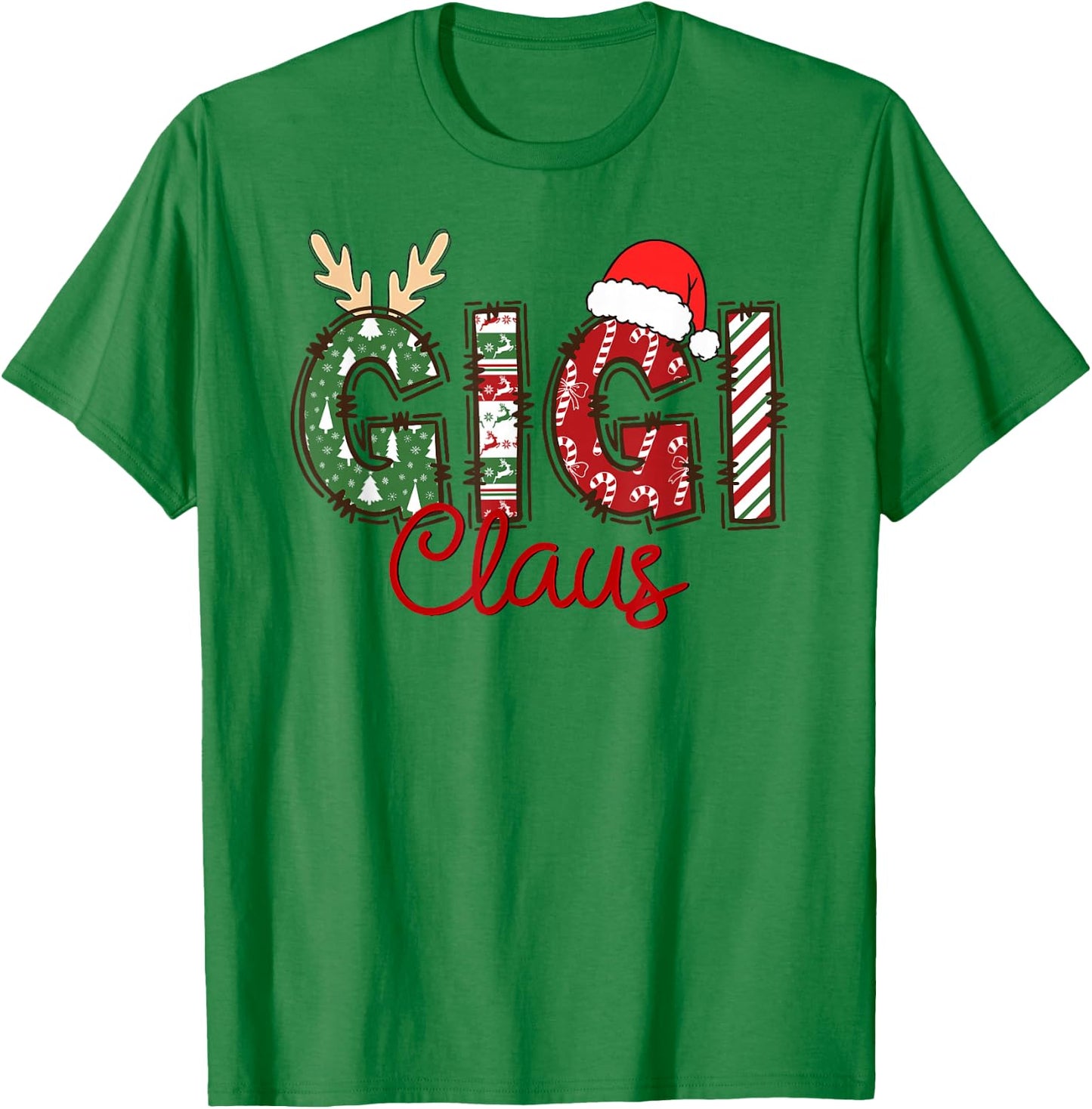 Gigi Claus Christmas Reindeer Pajama Family Matching T-Shirt - T-Shirt | Irish Green