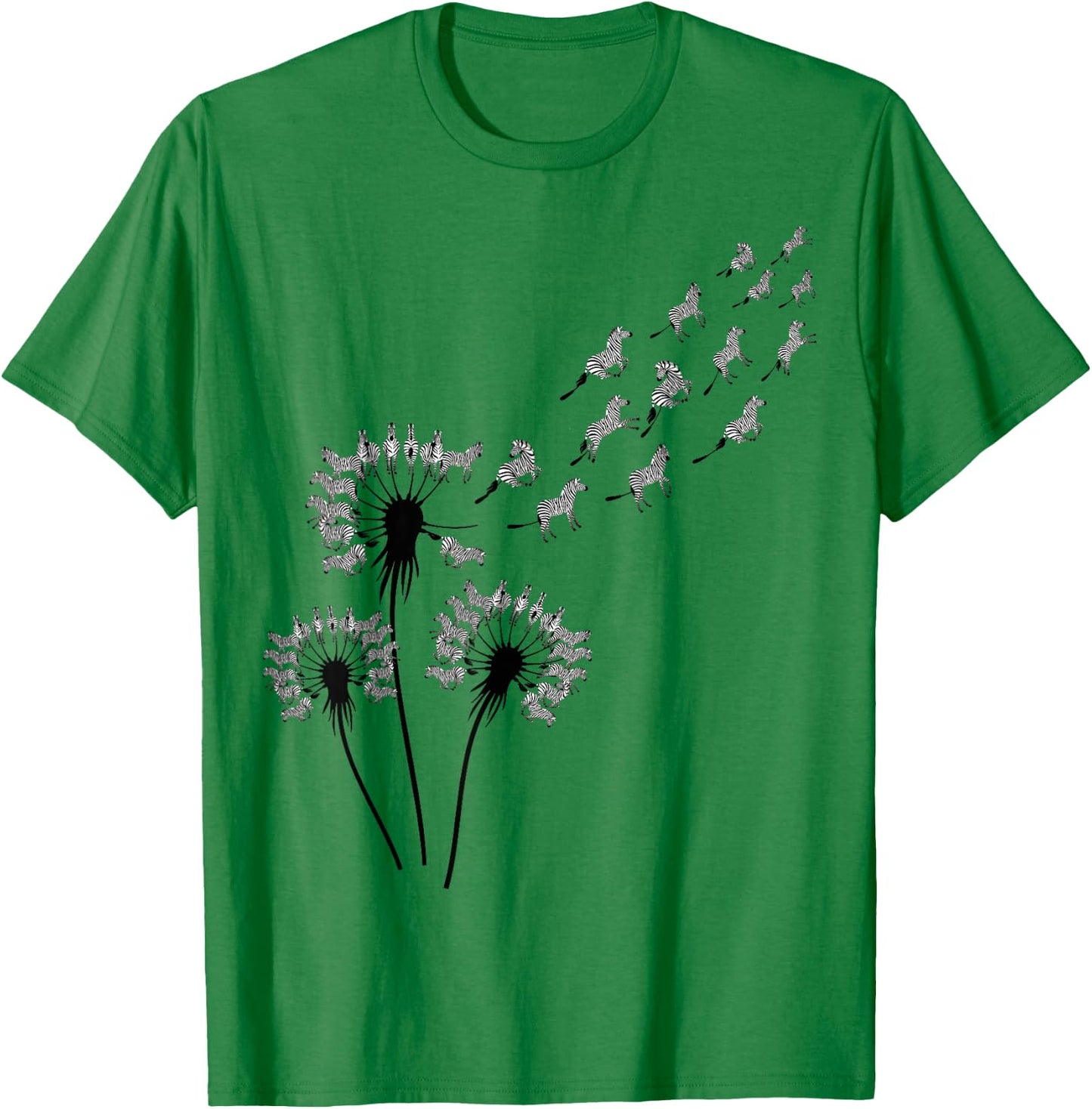 Flower Dandelion Zebras Shirt for Zebra Lover | Zebra T-Shirt - T-Shirt | Irish Green