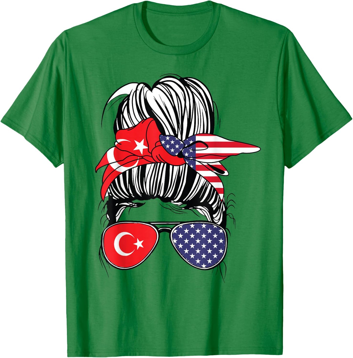 Turkey Women Turkiye Flag American Heritage USA Turkey T-Shirt - T-Shirt | Irish Green