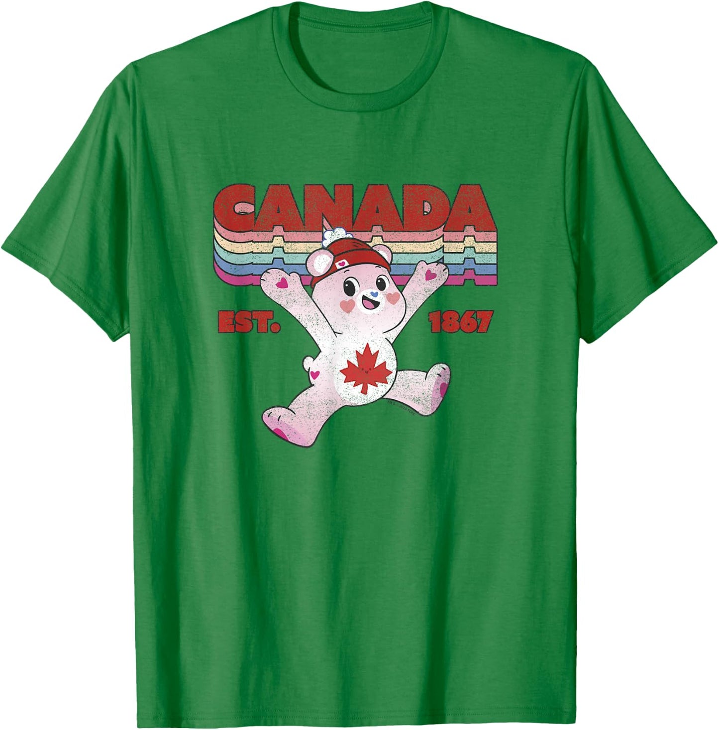 Care Bears Vintage True North Est. 1867 Retro Maple Leaf T-Shirt - T-Shirt | Irish Green