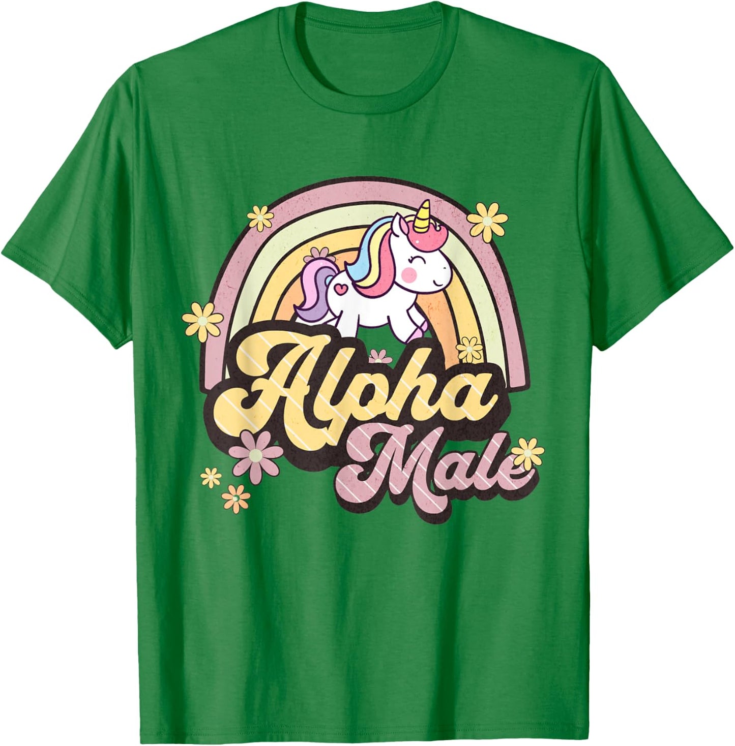 Alpha Male Unicorn Rainbow Sarcastic Ironic Weird Y2K Humor T-Shirt - T-Shirt | Irish Green