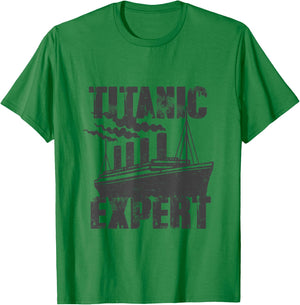 Titanic Expert Girl Boy Titanic Design for Boys and Girls , grey, S T-Shirt - T-Shirt | Irish Green