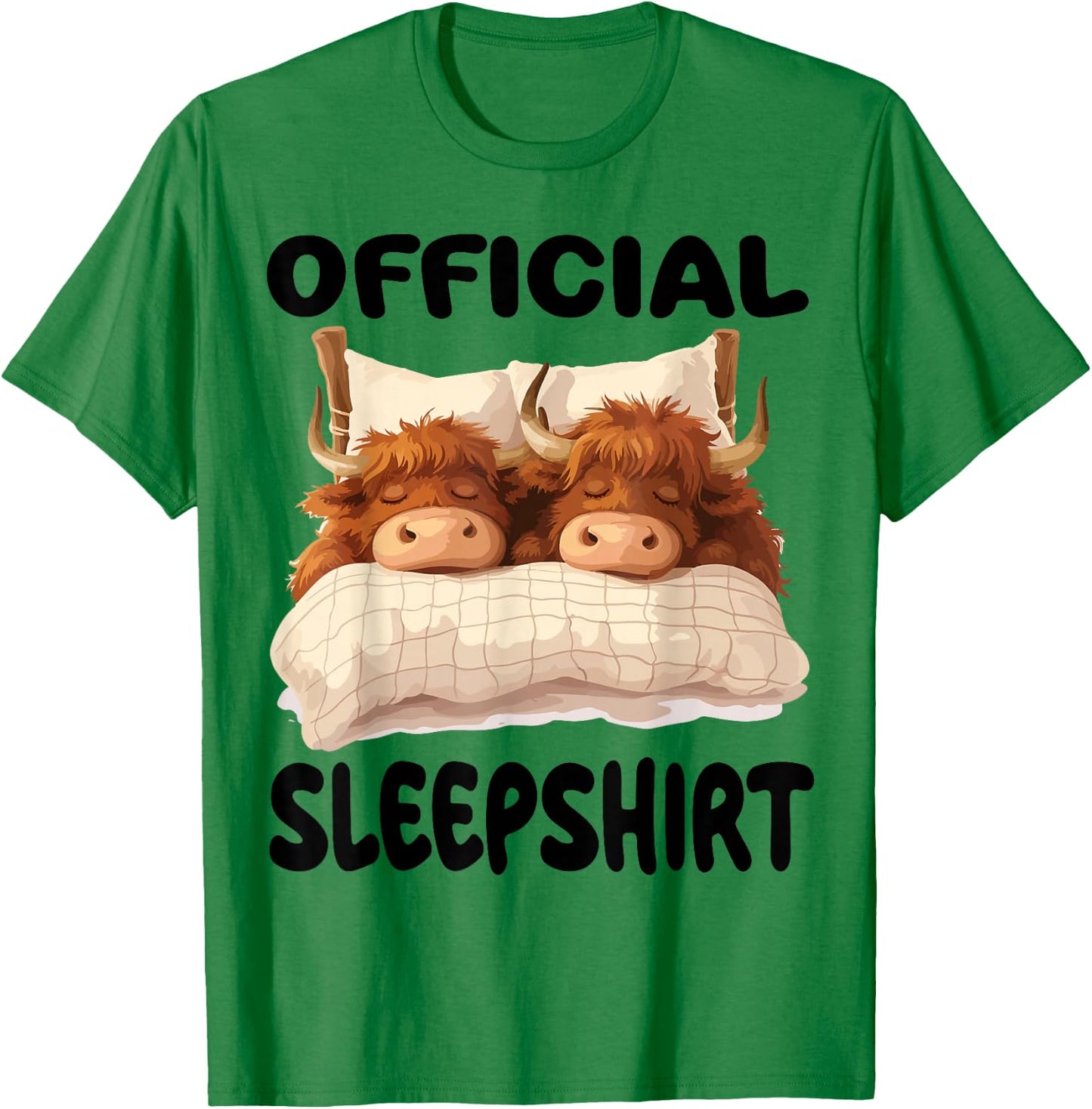 Scottish Highland Cow Official Sleepshirt Pajamas Nightgown T-Shirt - T-Shirt | Irish Green