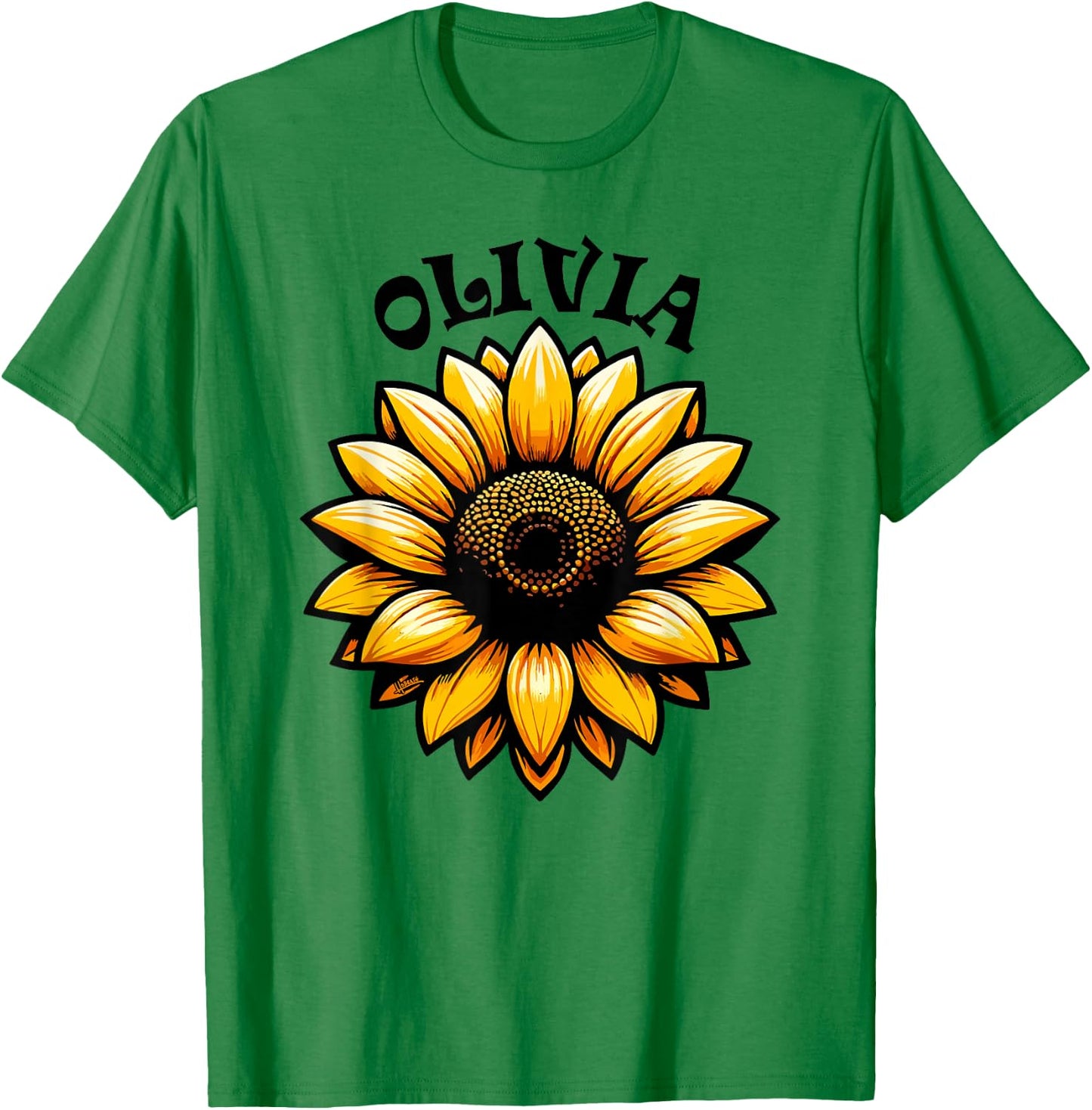 Olivia Beautiful Sunflower Design for Girls Name Olivia T-Shirt - T-Shirt | Irish Green