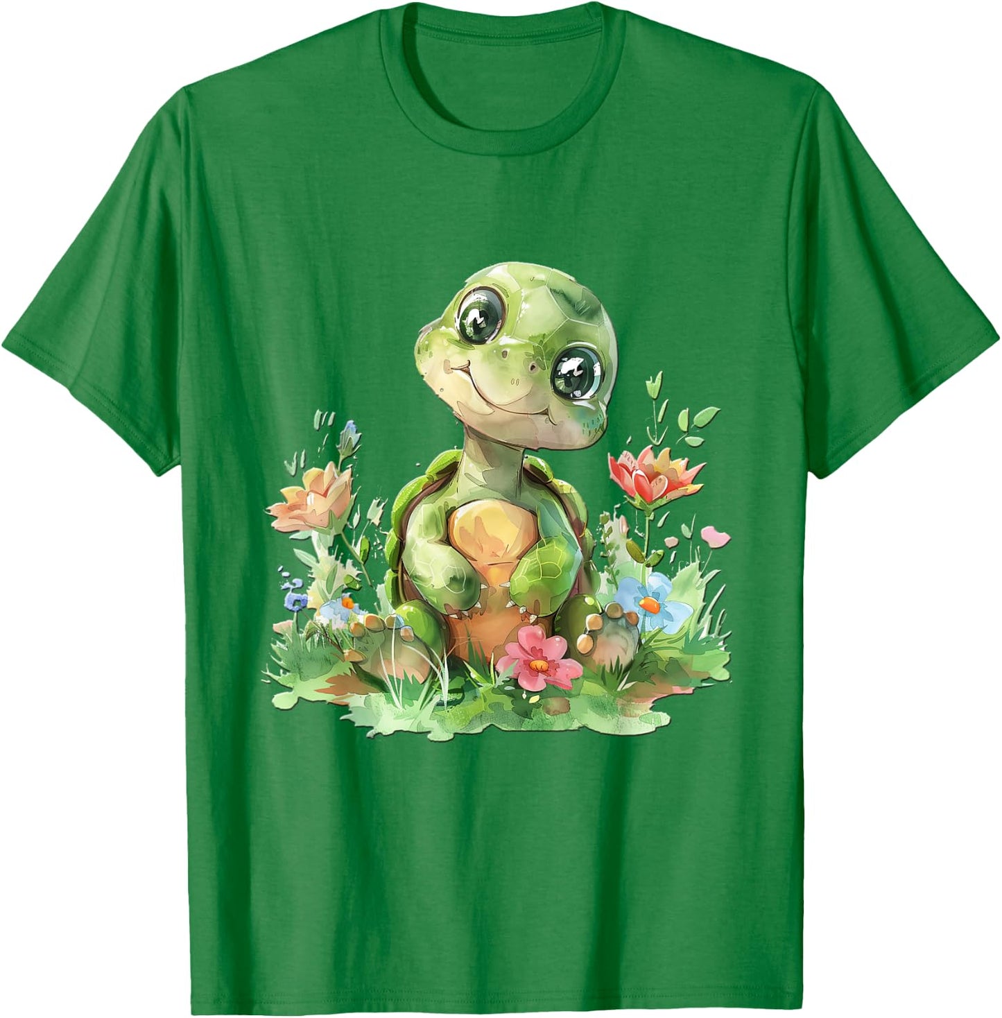 Baby Schildkröte mit Blumen süße Kröte Mädchen Tochter Sohn T-Shirt - T-Shirt | Irish Green
