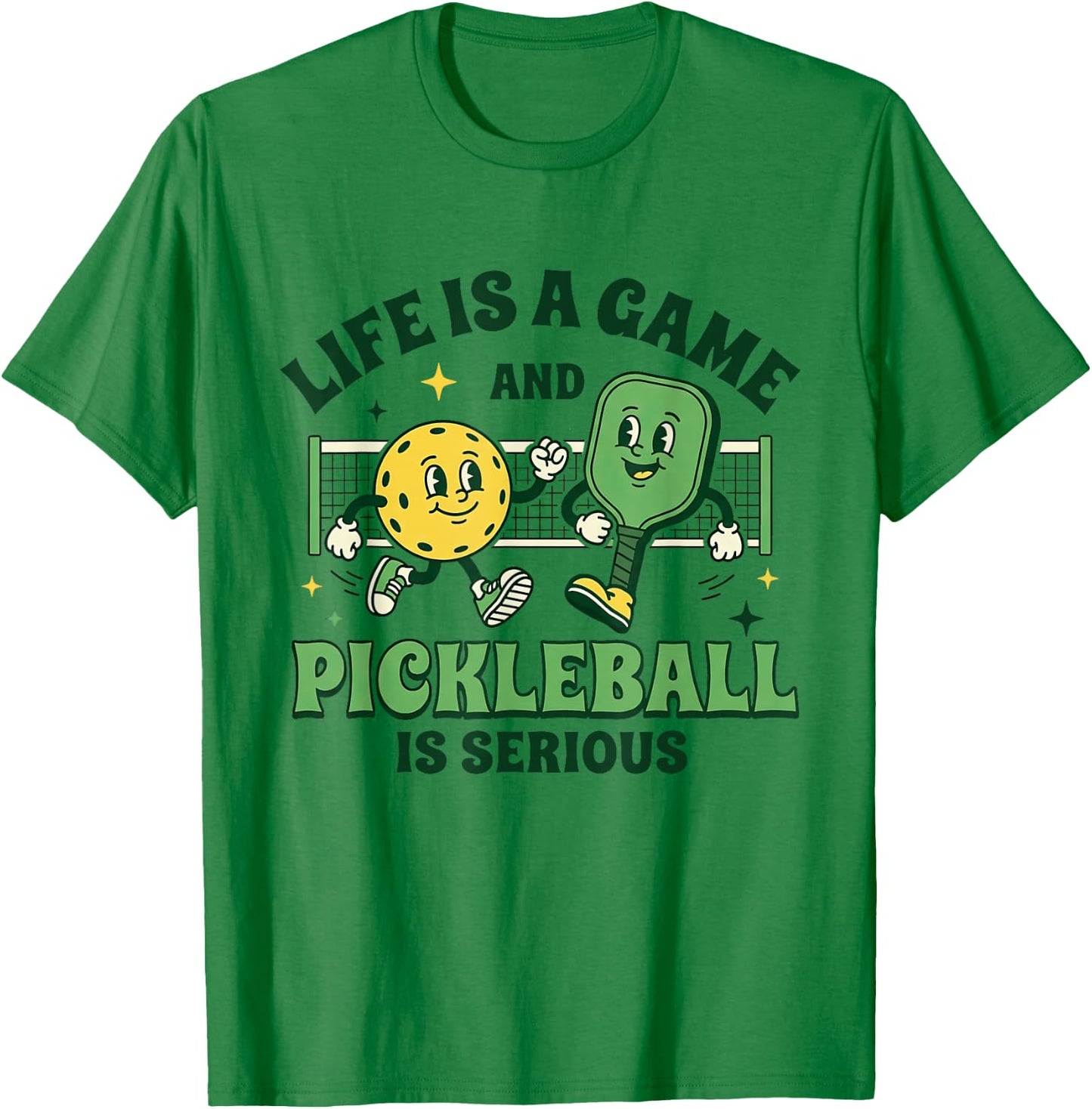 Life is A Game Pickleball is Serious Funny Pickleball Paddle T-Shirt - T-Shirt | Irish Green