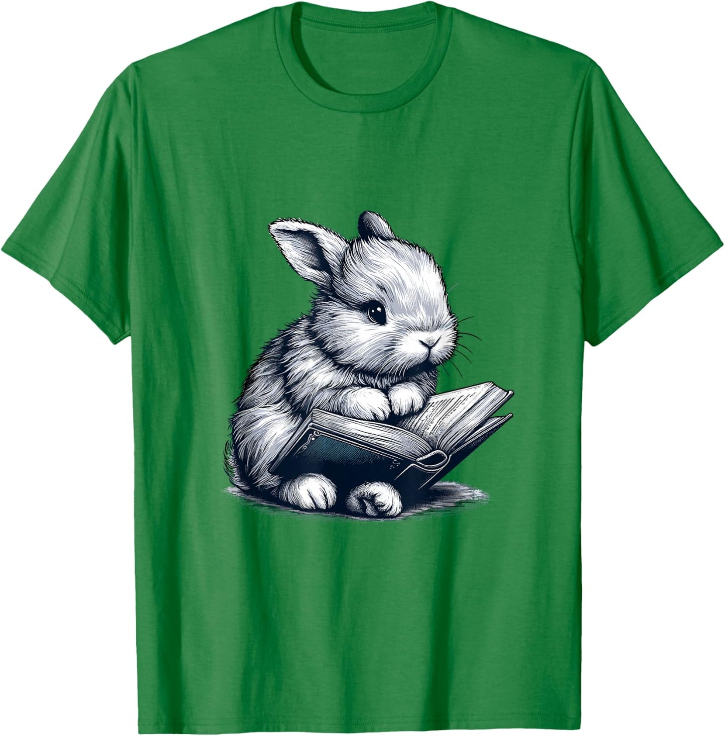 Adorable Reading Bunny drawing for Book Lovers Philossophers T-Shirt - T-Shirt | Irish Green
