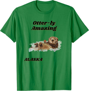 Otter-ly Amazing Alaska Custom Otter Graphic Design T-Shirt - T-Shirt | Irish Green