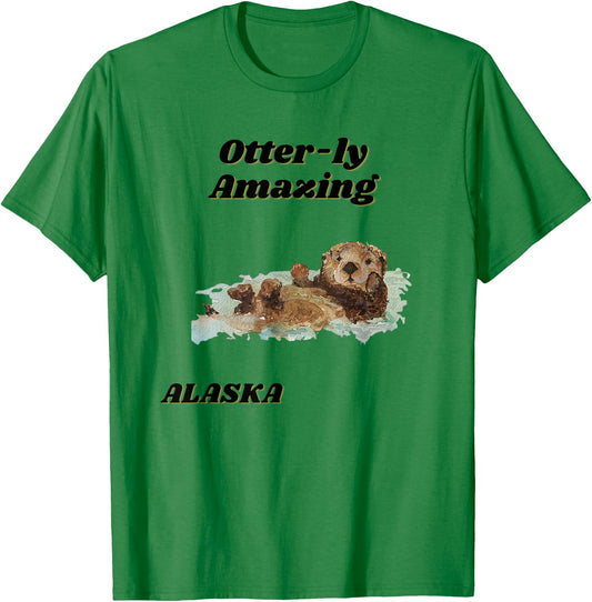 Otter-ly Amazing Alaska Custom Otter Graphic Design T-Shirt - T-Shirt | Irish Green