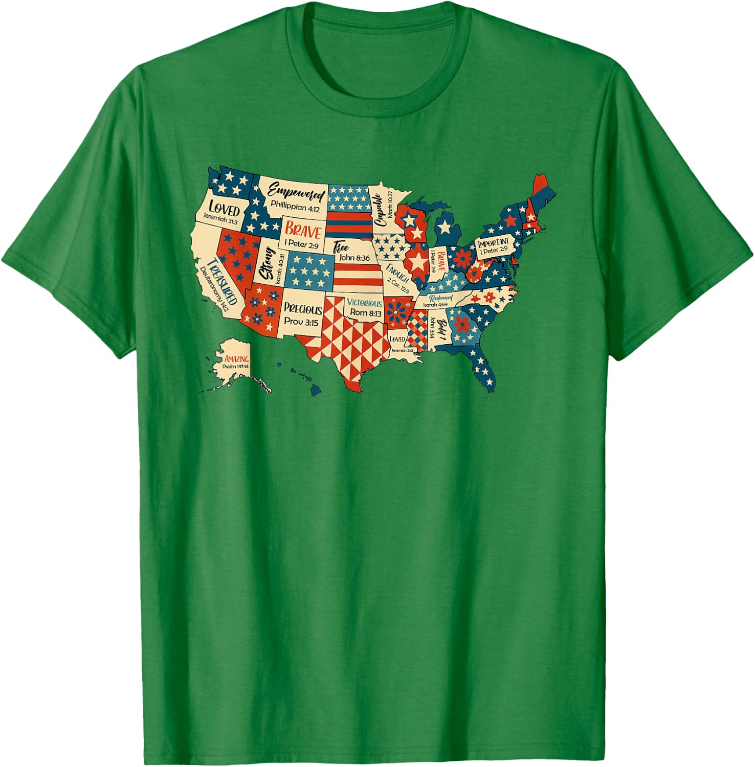 Retro America USA Map God Say You're Bible Verse 4th Of July T-Shirt - T-Shirt | Irish Green