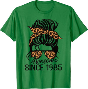 Awesome Since 1985 Woman and Girl Leopard Born 1985 T-Shirt - T-Shirt | Irish Green