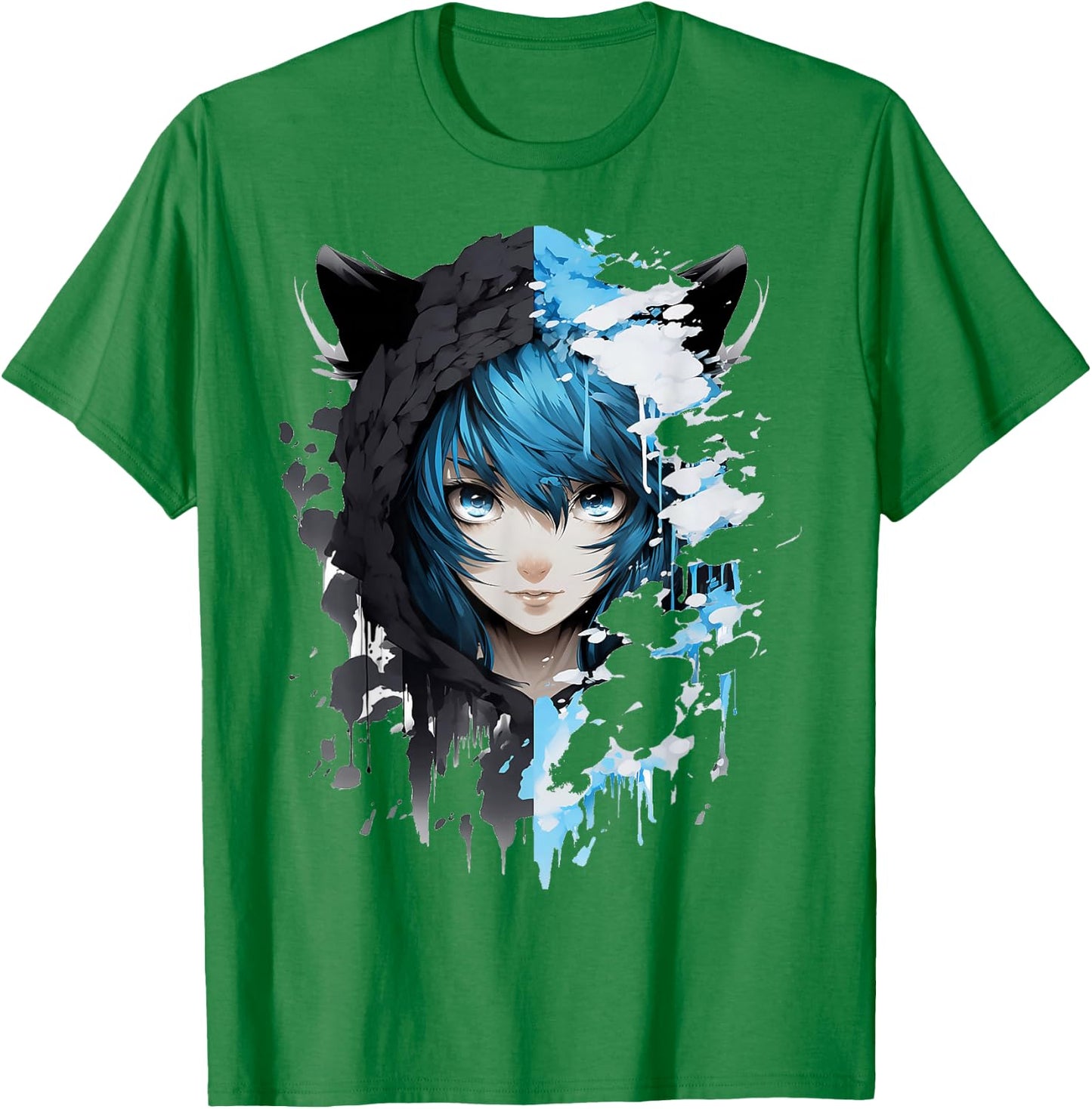 Anime Manga Abstract Japan Women Art Painting Anime , white, S T-Shirt - T-Shirt | Irish Green