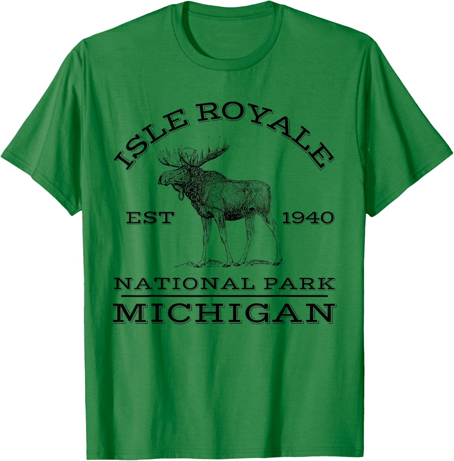 Isle Royale National Park Michigan Moose Hike Outdoors T-Shirt - T-Shirt | Irish Green