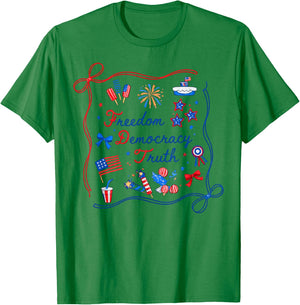 Freedom Democracy Truth Patriotic Americana USA T-Shirt - T-Shirt | Irish Green