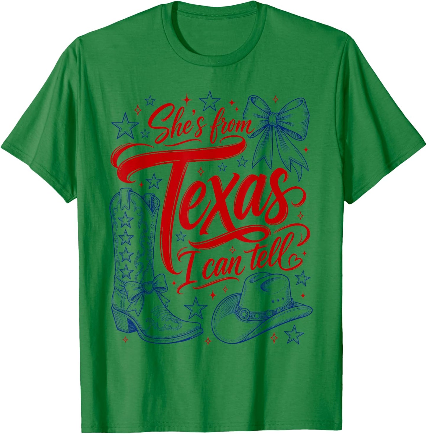 She's from Texas I Can Tell Retro Southern Cowgirl Girl T-Shirt - T-Shirt | Irish Green