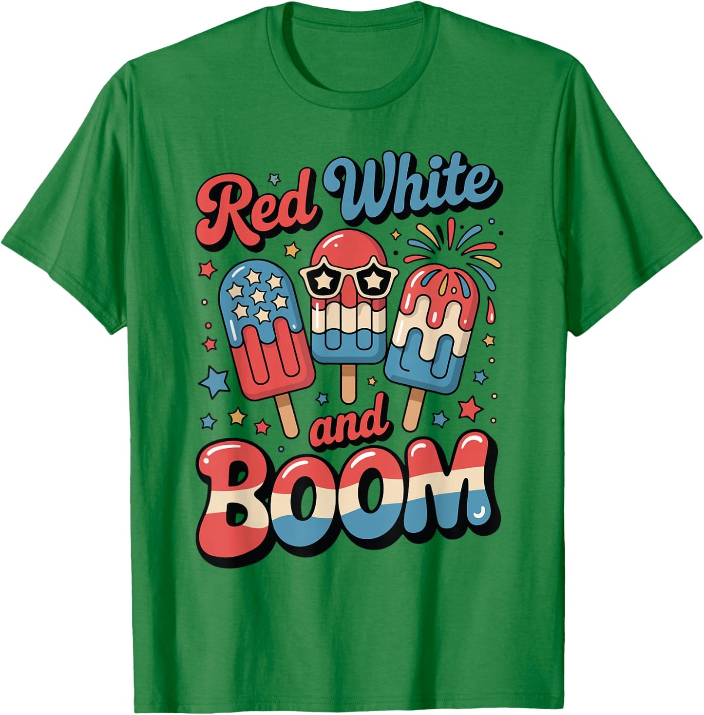 Toddler Red White Boom Popsicle 4th July USA Flag Funny Boy T-Shirt - T-Shirt | Irish Green