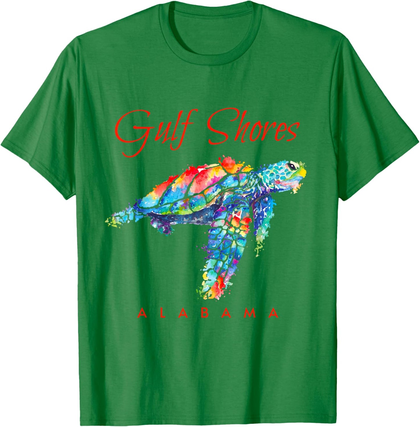Gulf Shores Alabama Watercolor Sea Turtle T-Shirt - T-Shirt | Irish Green