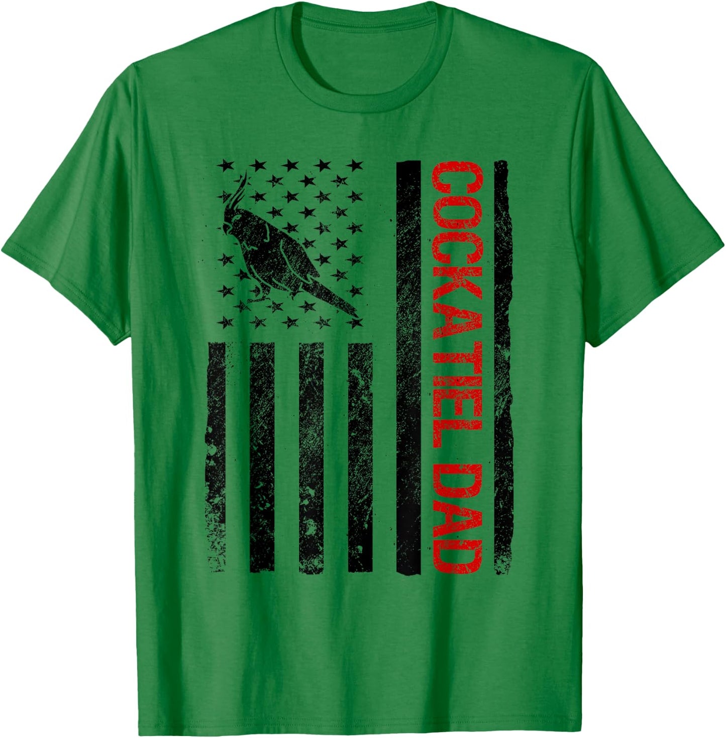 Cockatiel Dad American USA Flag Funny Bird Lover Women Kids Men T-Shirt - T-Shirt | Irish Green