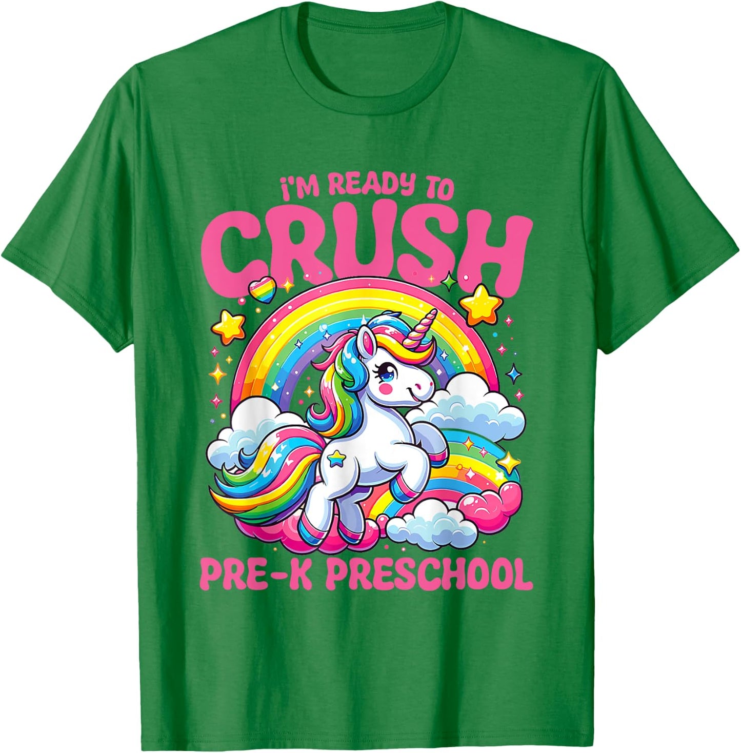 Crush Pre-k Preschool Unicorn Girls Teacher Back to School T-Shirt - T-Shirt | Irish Green