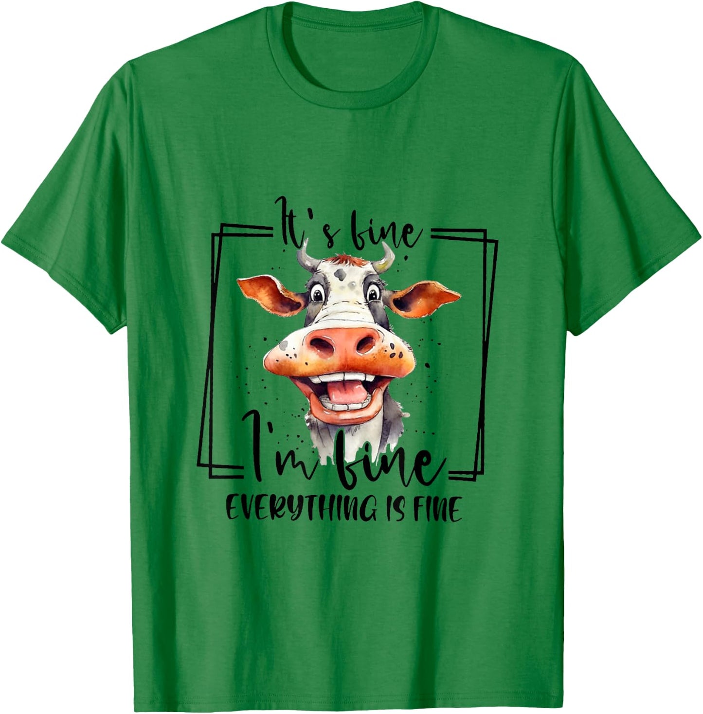 Cow It's Fine I'm Fine Everything Is Fine Teacher Xmas Women Kids T-Shirt - T-Shirt | Irish Green