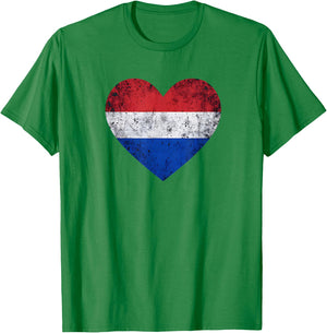 Pays-Bas Patriotiques Drapeau Néerlandais Cœur d'Amour T-Shirt - T-Shirt | Irish Green