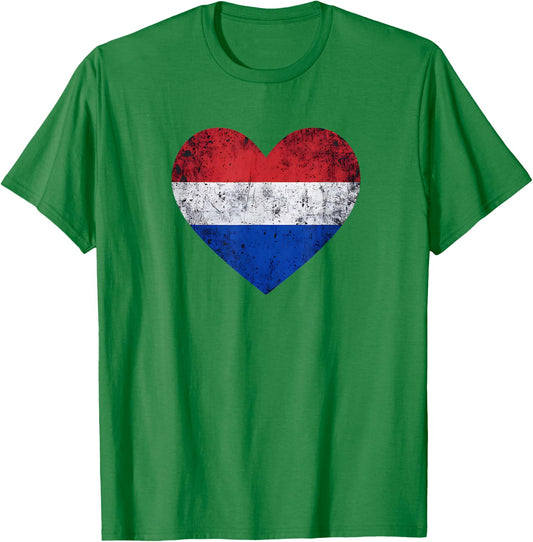 Pays-Bas Patriotiques Drapeau Néerlandais Cœur d'Amour T-Shirt - T-Shirt | Irish Green
