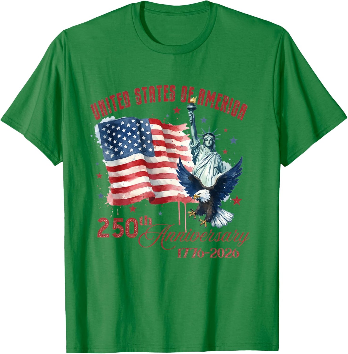 Amerika 250 Jahre USA USA Flagge 4. Juli 2026 1776 T-Shirt - T-Shirt | Irish Green