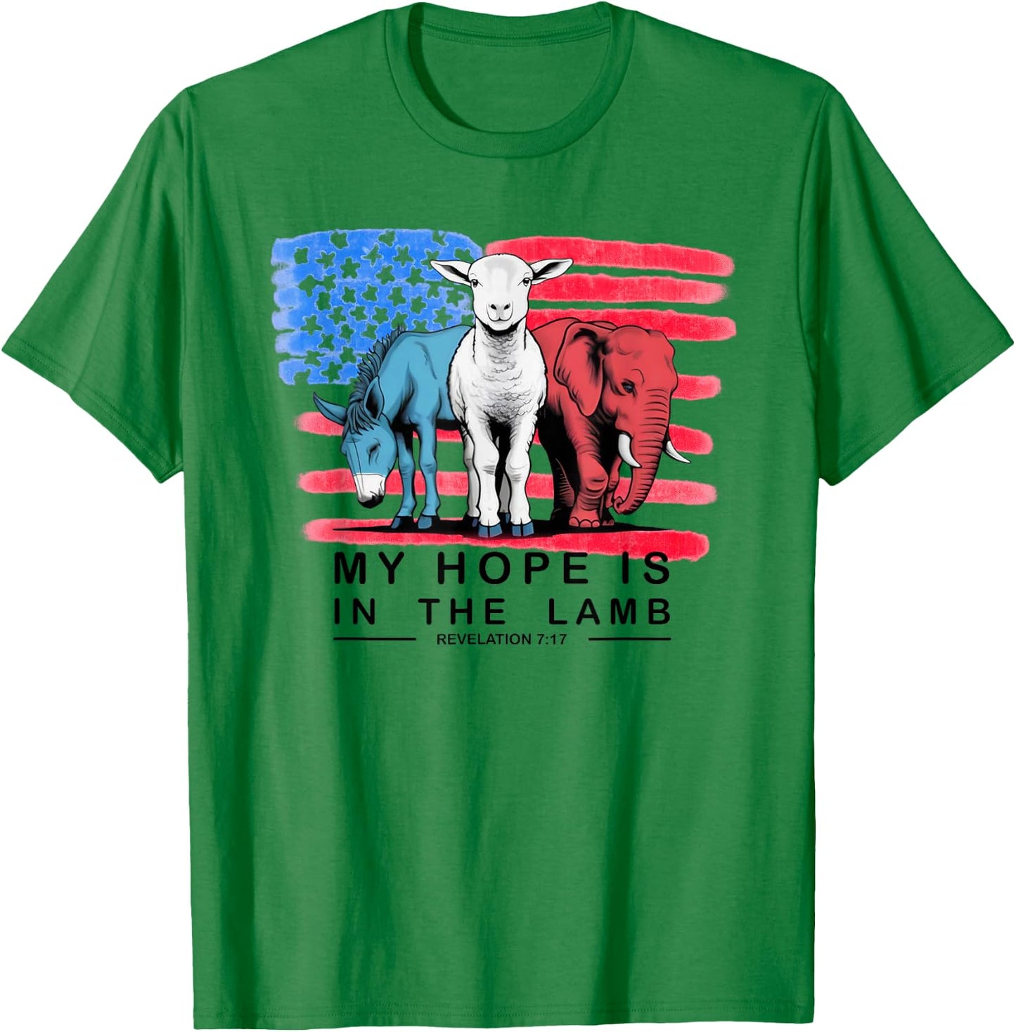 Vintage My Hope Is In The Lamb Christian God Jesus USA Flag T-Shirt - T-Shirt | Irish Green