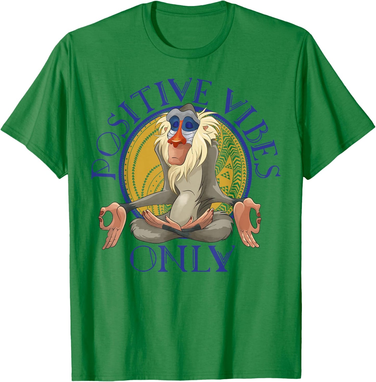 Disney Lion King Rafiki Meditating Positive Vibes Only T-Shirt - T-Shirt | Irish Green