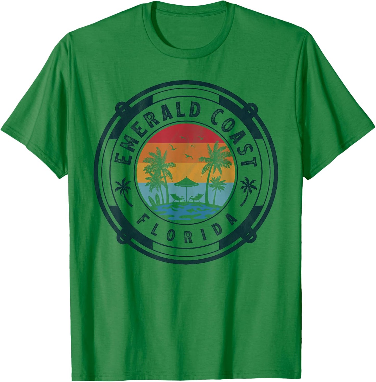 Emerald Coast Beach Florida Summer Vacation Vintage Sunset T-Shirt - T-Shirt | Irish Green