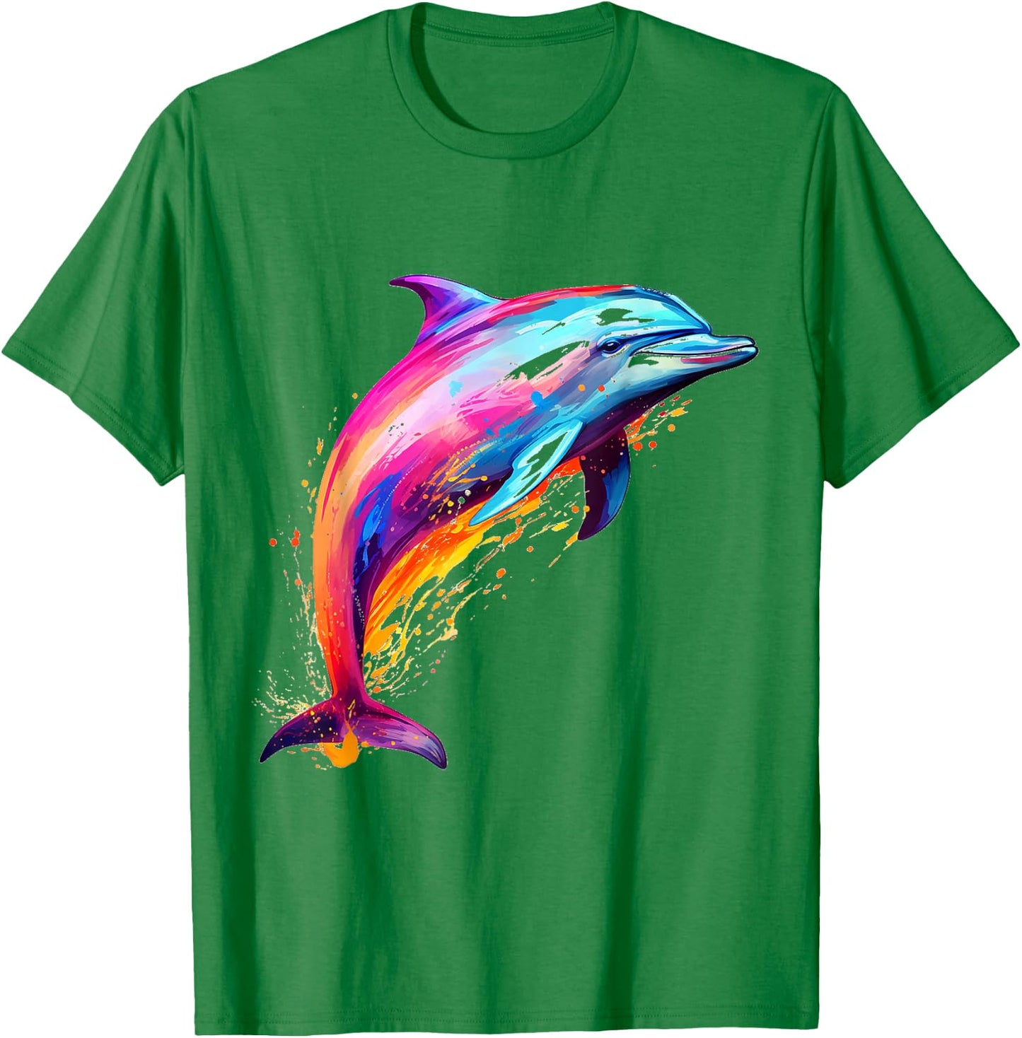 Colorful Painting Abstract Dolphin Pattern T-Shirt - T-Shirt | Irish Green