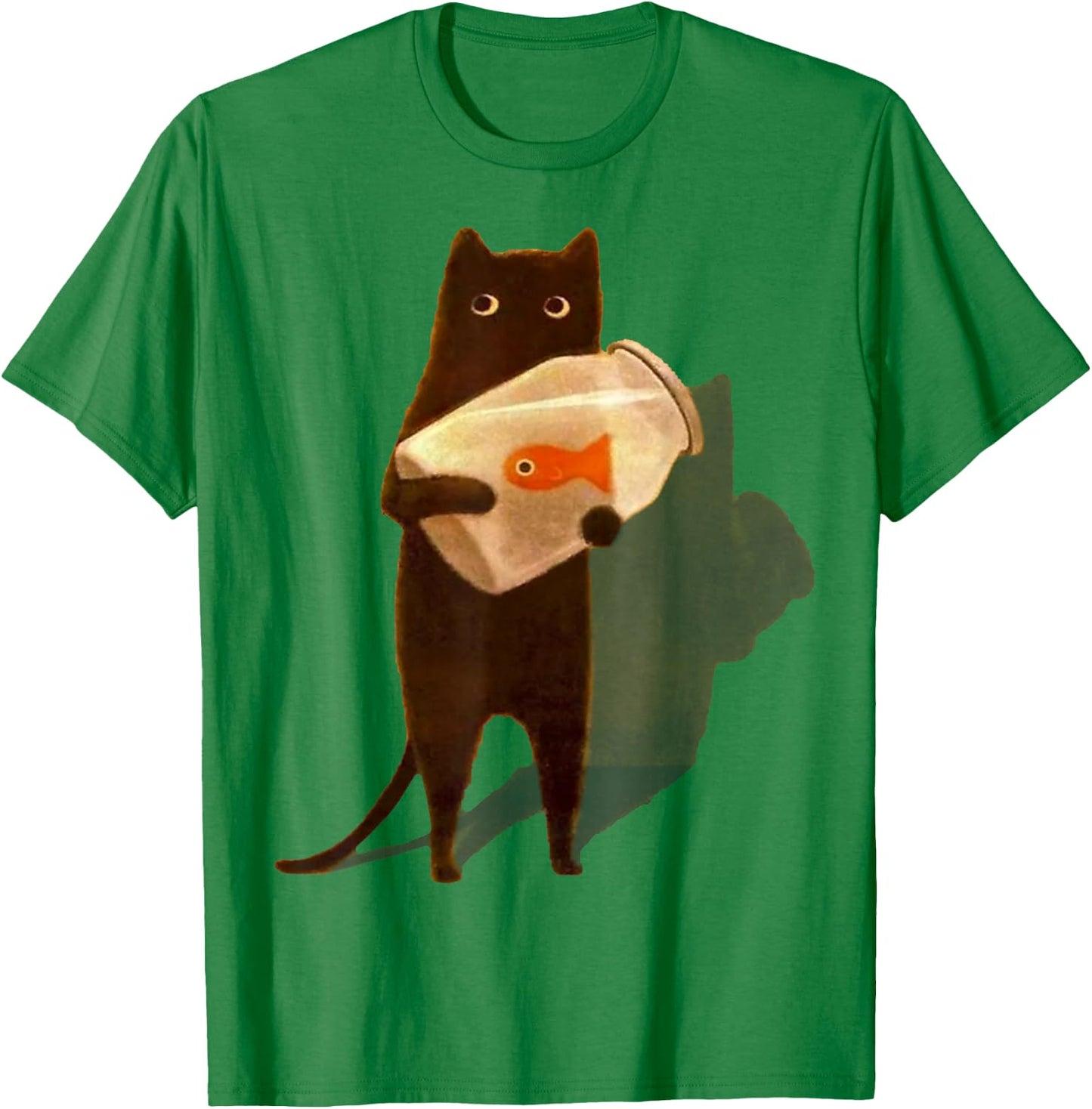 Eagerlys Cat Holding Goldfish Bowl Art Vintage T-Shirt - T-Shirt | Irish Green