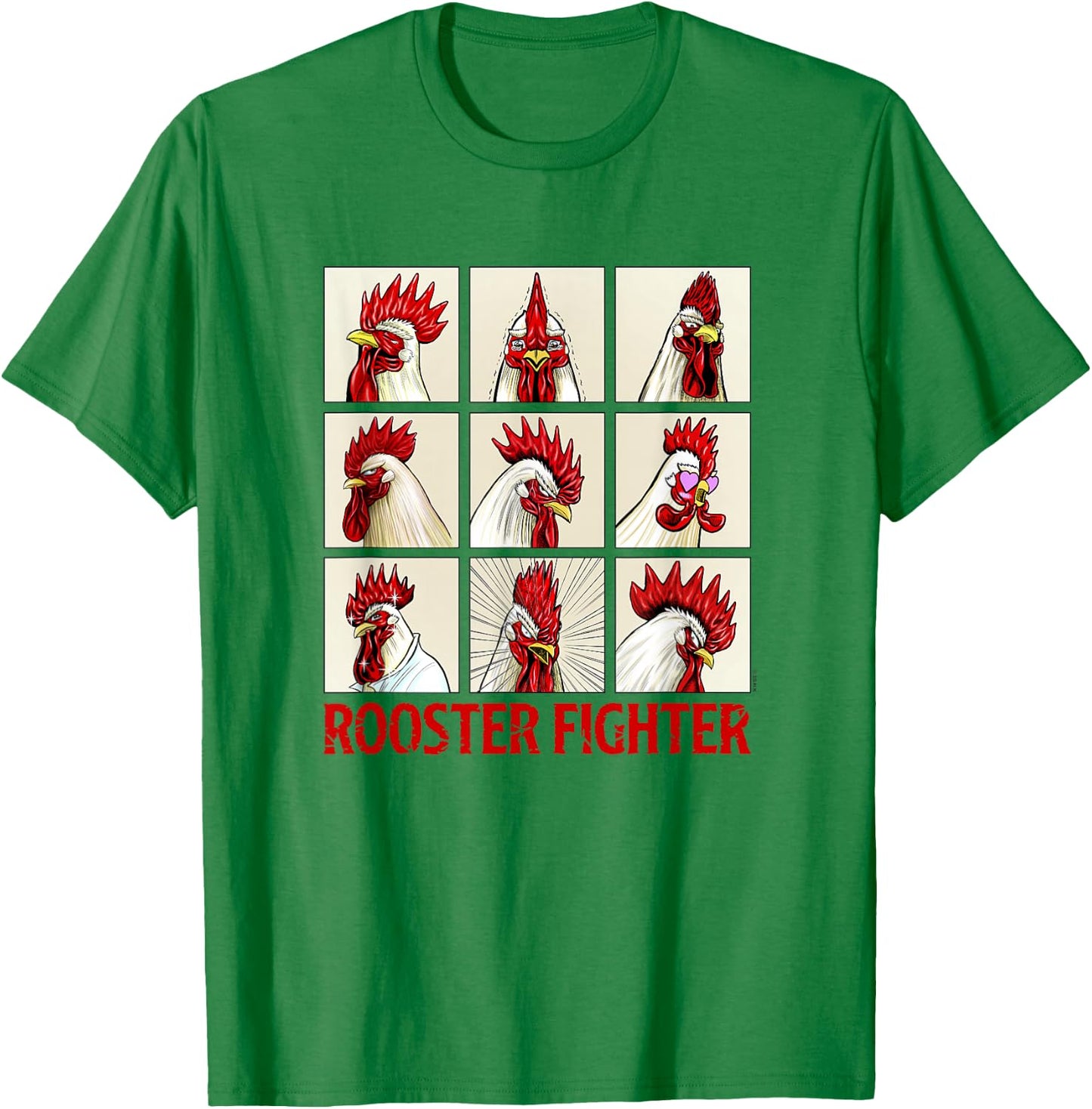 Rooster Fighter Expressions of Keiji Box Up T-Shirt - T-Shirt | Irish Green