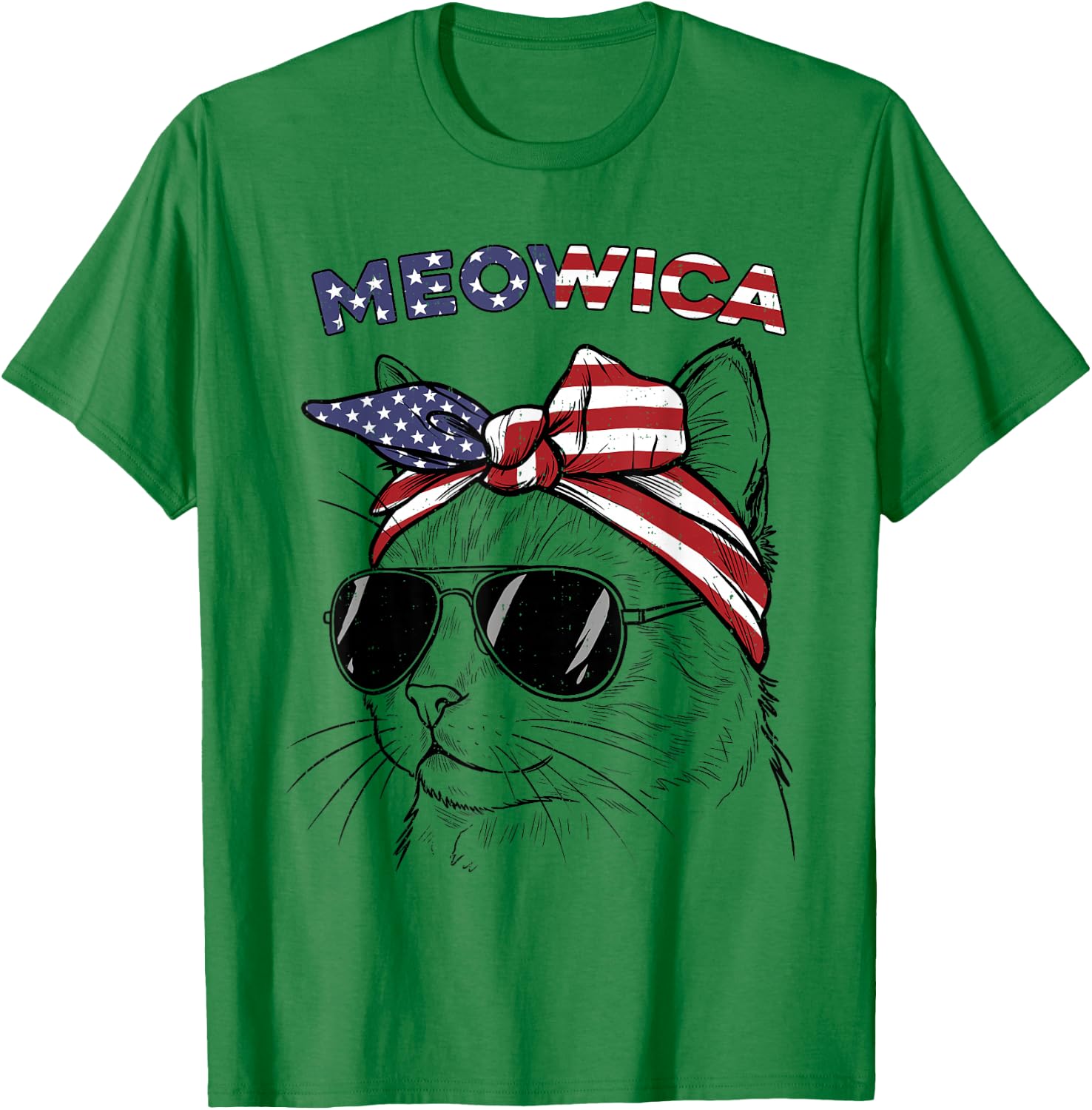 4th of July Cat Meowica USA America Patriotic Women Girls T-Shirt - T-Shirt | Irish Green