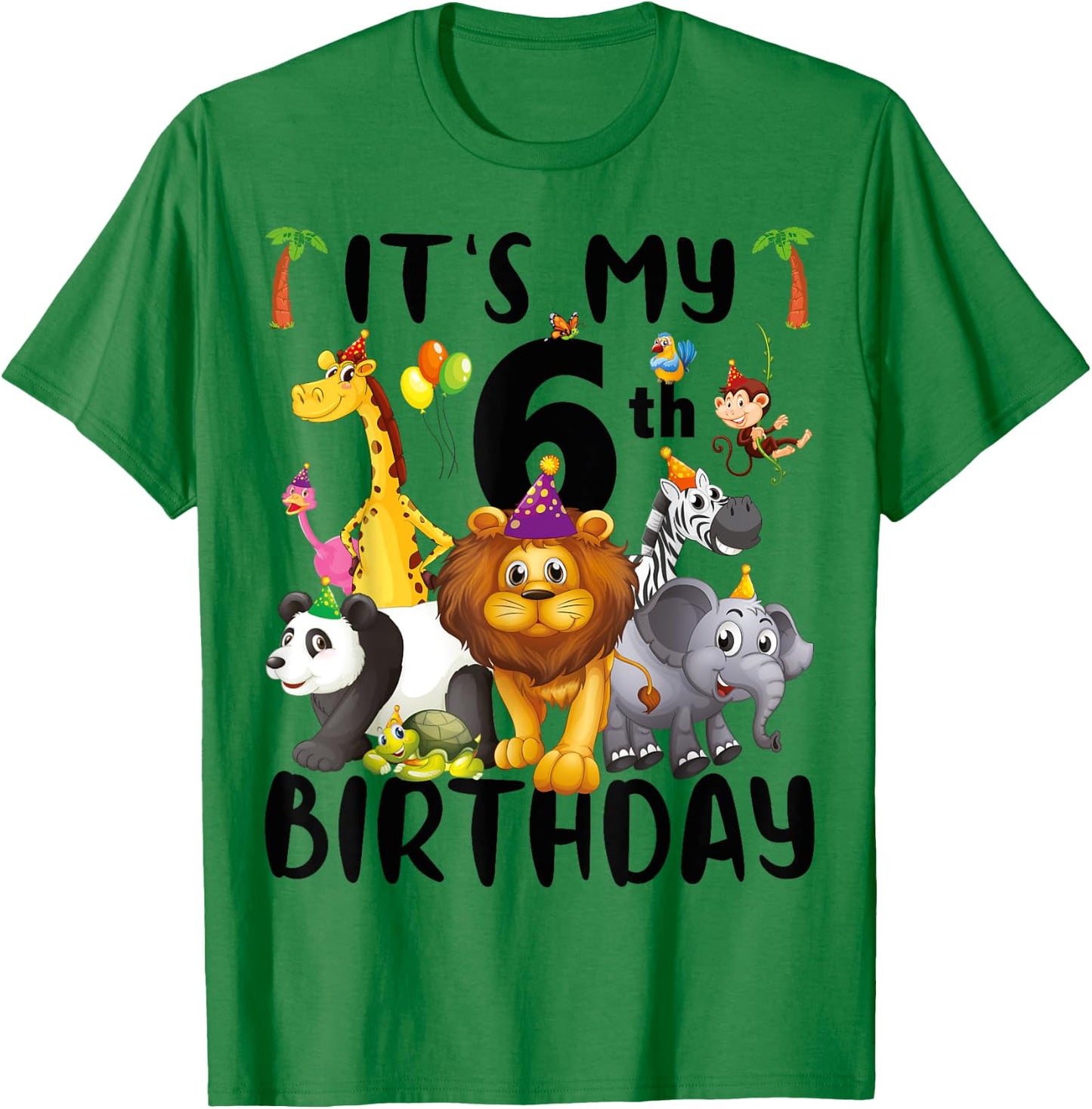 Its My 6th Birthday Zoo Shirt Safari Jungle Animals Lover T-Shirt - T-Shirt | Irish Green