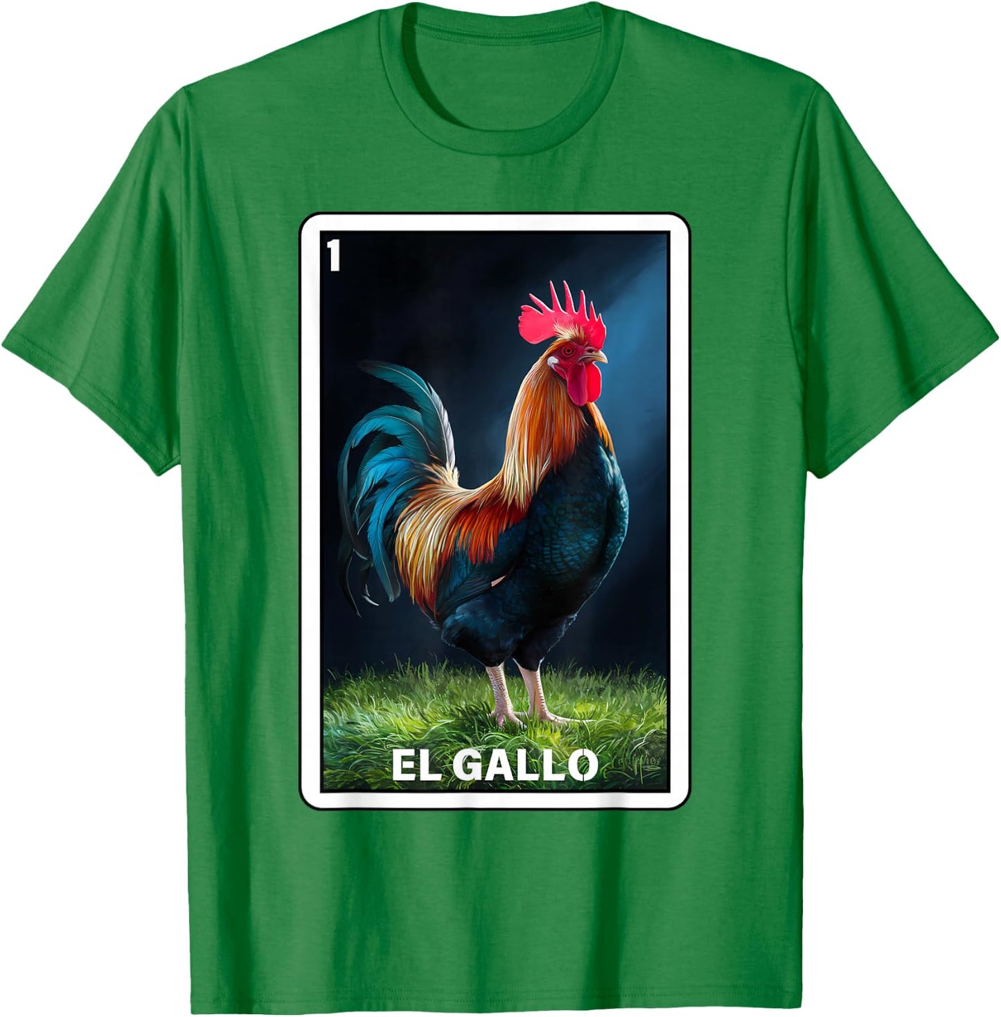 El Gallo Mexican Lottery Bingo Game Traditional Rooster Card T-Shirt - T-Shirt | Irish Green