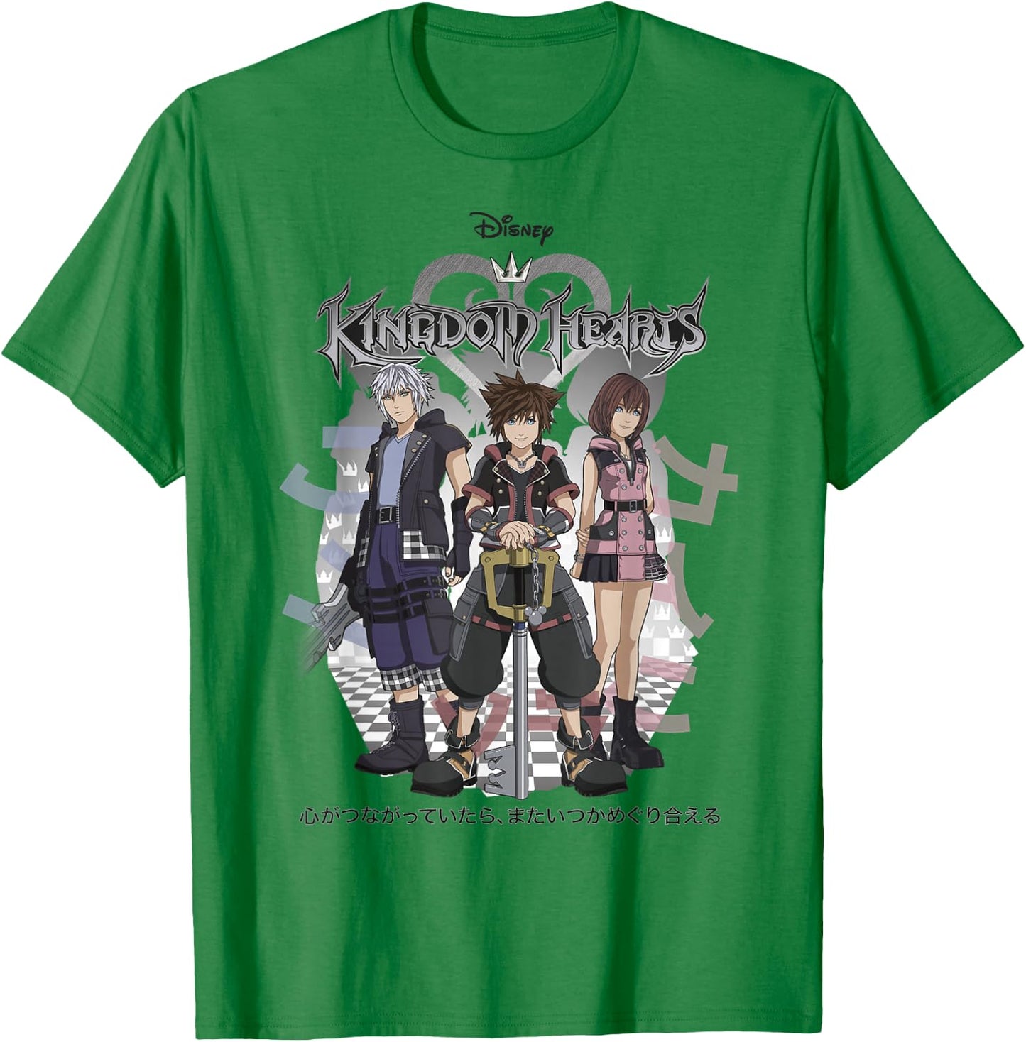 Disney Kingdom Hearts 3 Sora Riku Kairi Kanji T-Shirt - T-Shirt | Irish Green